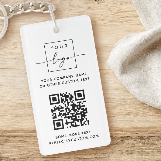 Logo QR-code aangepaste tekst wit of kleur Sleutelhanger
