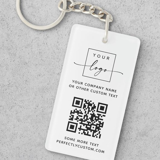 Logo QR-code aangepaste tekst wit of kleur Sleutelhanger