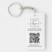Logo QR-code aangepaste tekst wit of kleur Sleutelhanger (Voorkant)