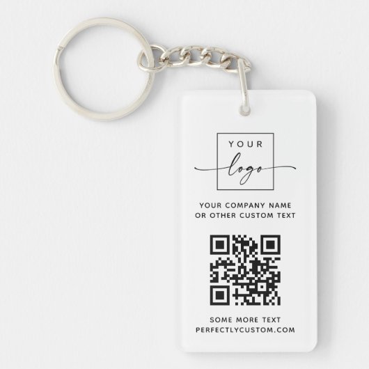 Logo QR-code aangepaste tekst wit of kleur Sleutelhanger (Voorkant)
