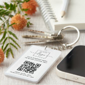 Logo QR-code aangepaste tekst wit of kleur Sleutelhanger (Voorkant Rechts)