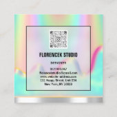 Logo QR-CODE BEAUTIQUE Holografisch Lijst Vierkante Visitekaartje (Achterkant)
