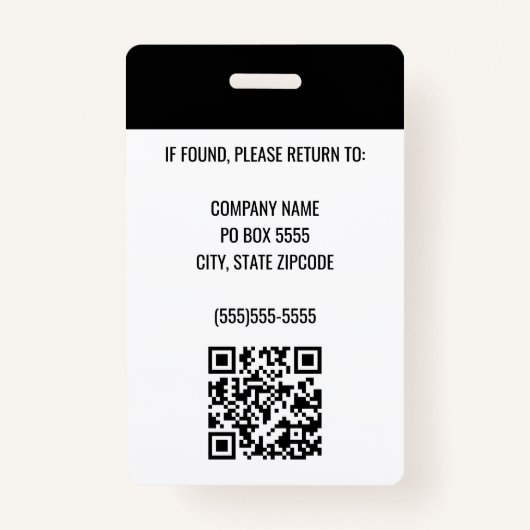 Logo QR Code Bedrijfsfoto Medewerker Badge (Achterkant)