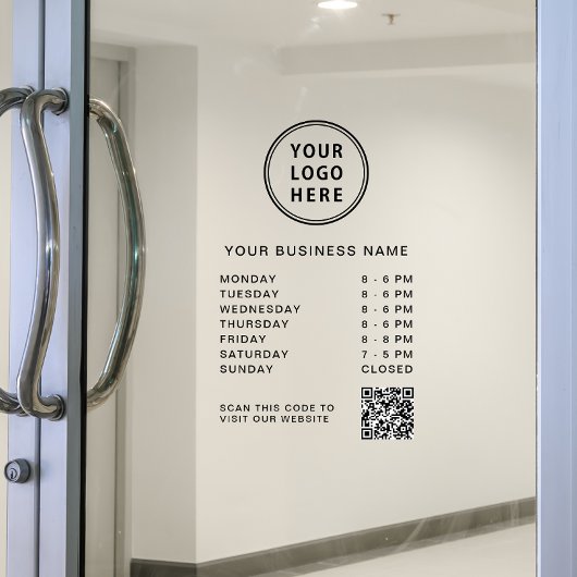 Logo QR-code bedrijfsuren Raamsticker