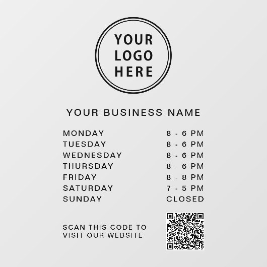 Logo QR-code bedrijfsuren Raamsticker (Vel)