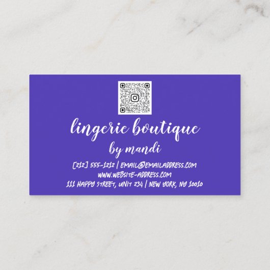 Logo QR-code Bikini-ondergoed blauw Roos Visitekaartje (Achterkant)