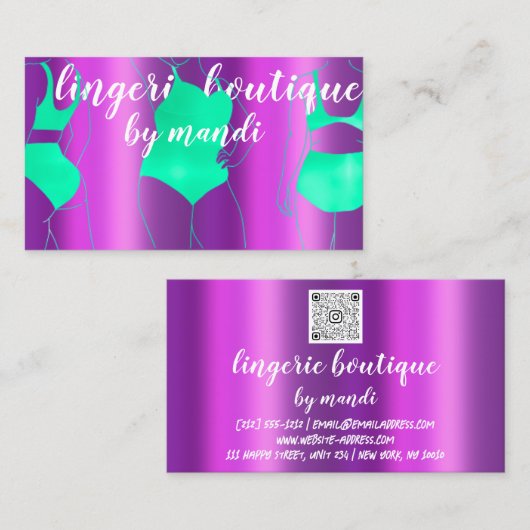 Logo QR-code Bikini-ondergoed online winkelwagen P Visitekaartje (Voorkant / Achterkant)