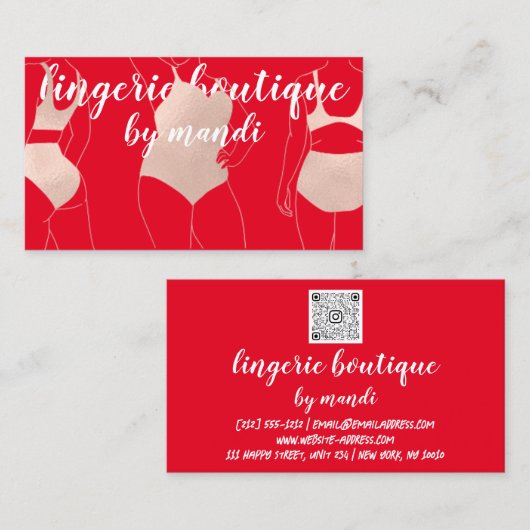 Logo QR-code Bikini ondergoed Red Rose Visitekaartje (Voorkant / Achterkant)