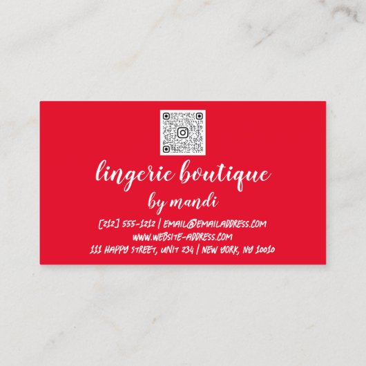 Logo QR-code Bikini ondergoed Red Rose Visitekaartje (Achterkant)