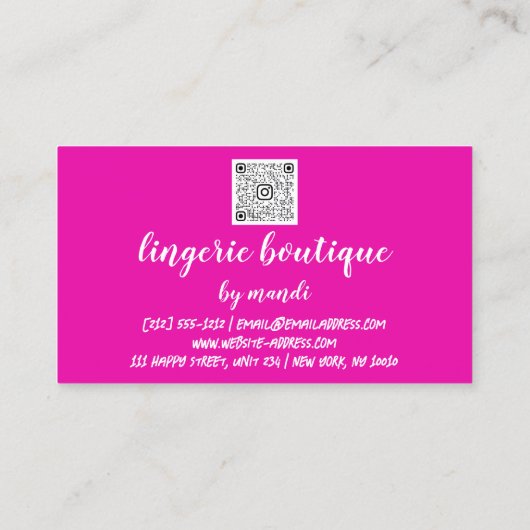 Logo QR-code Bikini Ondergoed Roze Rose Visitekaartje (Achterkant)