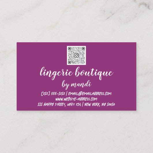 Logo QR-code Bikini Onderkleding Berry Roos Visitekaartje (Achterkant)