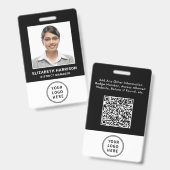 Logo QR Code Black Employee Photo ID Badge (Voor- en achterkant)