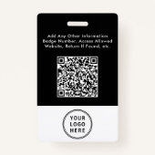 Logo QR Code Black Employee Photo ID Badge (Achterkant)