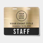 Logo QR Code Black Gold Event Access Pass Badge (Voorzijde)