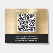 Logo QR Code Black Gold Event Access Pass Badge (Achterkant)