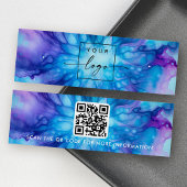 Logo QR code blauw paarse stud oorbel display kaar Mini Visitekaartjes