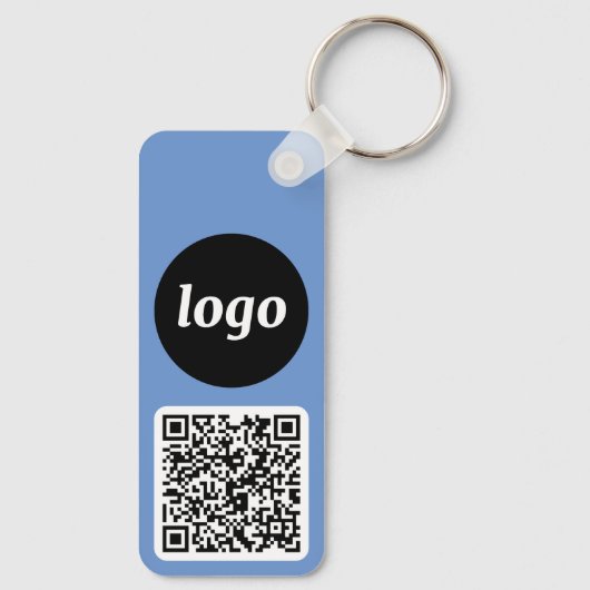 Logo QR Code Blauw Zakelijk Branding Promotioneel Sleutelhanger (Achterkant)