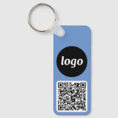 Logo QR Code Blauw Zakelijk Branding Promotioneel Sleutelhanger (Voorkant)