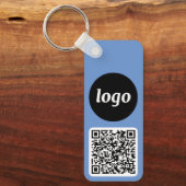 Logo QR Code Blauw Zakelijk Branding Promotioneel Sleutelhanger (Voorkant)