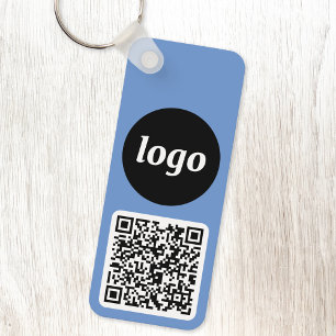 Logo QR Code Blauw Zakelijk Branding Promotioneel Sleutelhanger