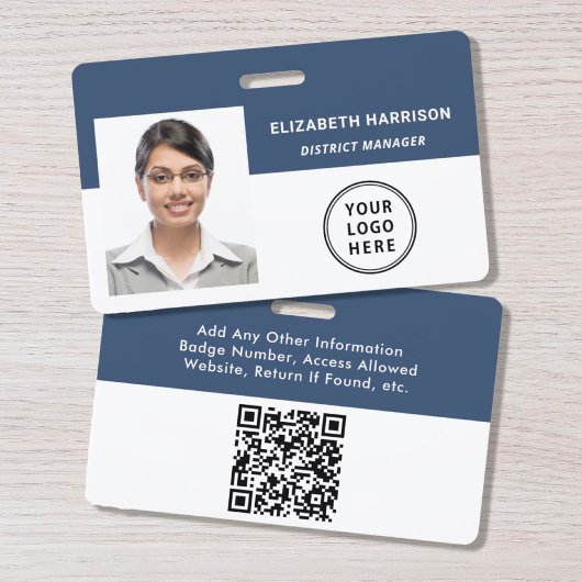 Logo QR-code blauwe foto personeelsausweis Badge