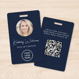 Logo QR-code blauwe werknemersfoto ID-badge Badge