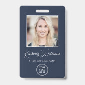 Logo QR Code Blue Employee Photo ID Badge (Voorzijde)