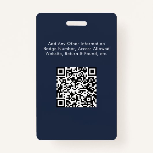 Logo QR Code Blue Employee Photo ID Badge (Achterkant)