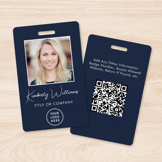 Logo QR Code Blue Employee Photo ID Badge