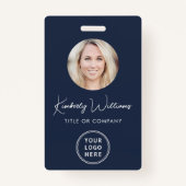 Logo QR Code Blue Medewerker Foto-ID-badge Badge (Voorkant)