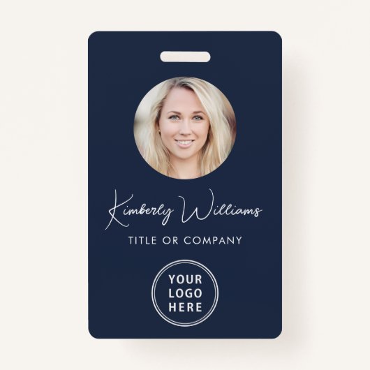 Logo QR Code Blue Medewerker Foto-ID-badge Badge (Voorkant)