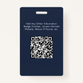 Logo QR Code Blue Medewerker Foto-ID-badge Badge (Achterkant)