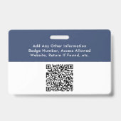 Logo QR Code Blue Photo Employee-ID Badge (Achterkant)