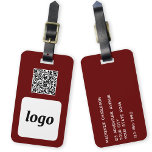 Logo QR-code Bourgogne Zakelijke promotie Bagagelabel<br><div class="desc">Eenvoudig logo en QR Code ontwerp voor uw bedrijf. Vervang de logo, QR code bestemming URL en naam en adresgegevens door uw eigen - of laat de achterkant leeg. Wijzig de achtergrondkleur in het ontwerpgereedschap om aan te passen. Ideaal voor als promotieartikel om aan klanten, klanten en medewerkers te geven,...</div>
