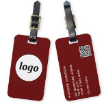 Logo QR-code Bourgogne Zakelijke promotie Bagagelabel<br><div class="desc">Eenvoudig logo-ontwerp voor uw bedrijf. Vervang de logo,  QR-code en details door uw eigen code en wijzig de achtergrondkleur in het ontwerpgereedschap om aan te passen. Ideaal voor als promotieartikel om aan klanten,  klanten en medewerkers,  en voor zakelijke reizen en shows te geven., </div>