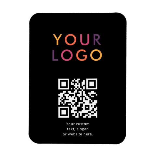 Logo QR Code Business Template Black Magneet (Verticaal)