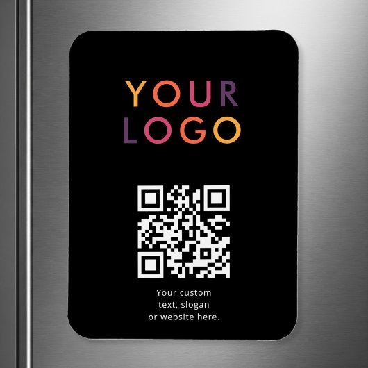 Logo QR Code Business Template Black Magneet