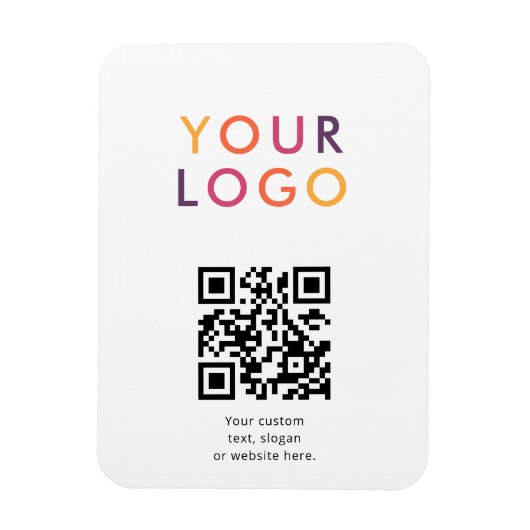 Logo QR Code Business Template White Magneet (Verticaal)