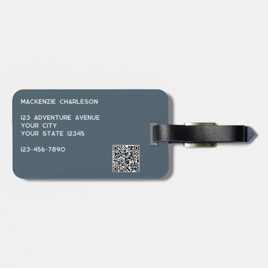 Logo QR Code Charcoal Gray Business Promotional Bagagelabel (Achterkant horizontaal)