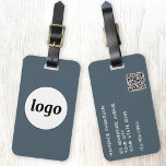 Logo QR Code Charcoal Gray Business Promotional Bagagelabel<br><div class="desc">Simple logo design for your business.  Replace the logo,  QR code and details with your own and change the background color in the design tool to customize.  Ideal for as a promotional item to give to clients,  customers and employees,  and for business travel and trade shows., </div>
