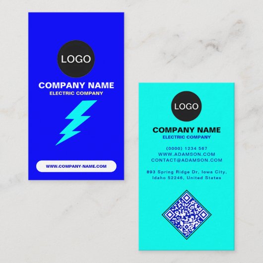 (Logo & QR-code Corporate) Electric Company Visitekaartje (Voorkant / Achterkant)
