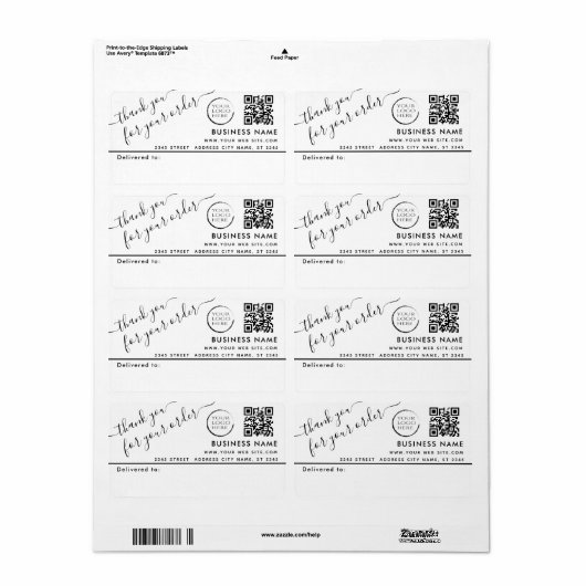 Logo QR-code eenvoudig bedankt voor zakelijke mail Etiket (Full Sheet)