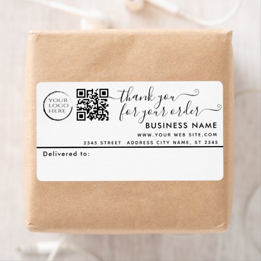 Logo QR-code eenvoudig bedankt voor zakelijke mail Etiket (Insitu)