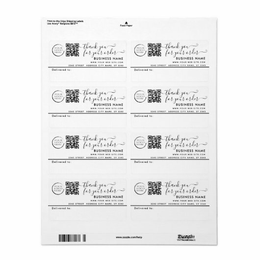 Logo QR-code eenvoudig bedankt voor zakelijke mail Etiket (Full Sheet)