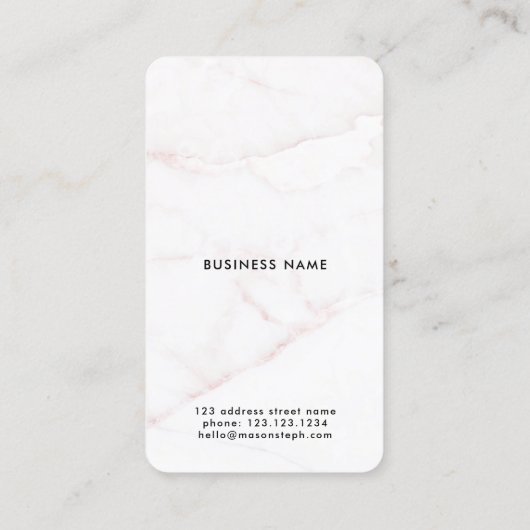 Logo &QR-code | Elegant wit rose goud marmer Visitekaartje (Achterkant)