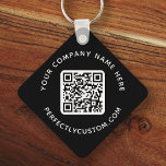 Logo, QR-code en aangepaste tekst dubbelzijdig zwa Sleutelhanger<br><div class="desc">Dubbelzijdige sleutelhanger met uw aangepaste logo,  QR-code en aangepaste tekst op een zwarte of aangepaste kleurachtergrond. De doopvonten en de doopvontkleuren van de verandering,  bewegen en resize elementen met het ontwerphulpmiddel.</div>