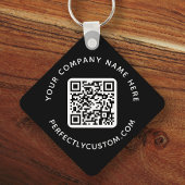 Logo, QR-code en aangepaste tekst dubbelzijdig zwa Sleutelhanger
