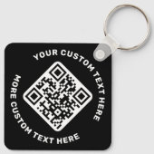 Logo, QR-code en aangepaste tekst dubbelzijdig zwa Sleutelhanger (Achterkant)
