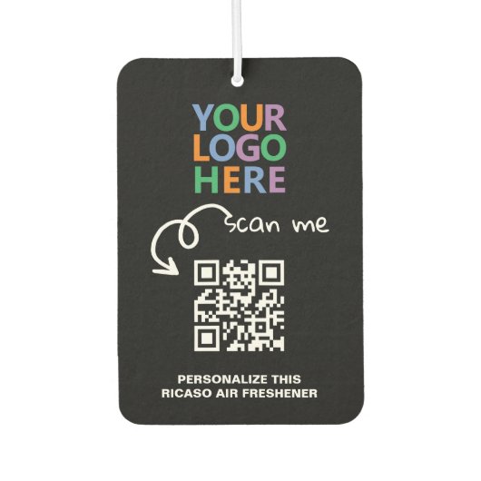 Logo QR-code en aangepaste tekst gepersonaliseerd Luchtverfrisser (Voorkant)