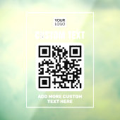 Logo, QR-code en aangepaste tekst wit en transpara Raamsticker (Vel 3)